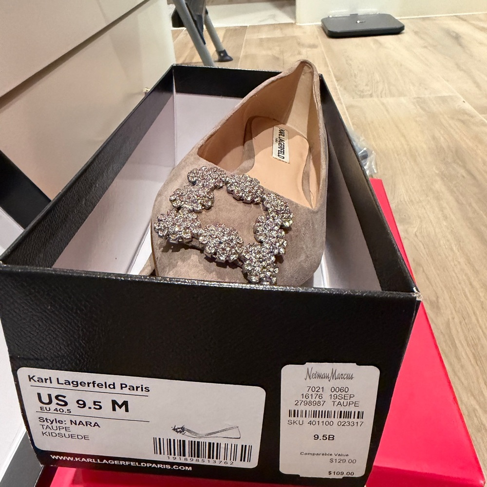 Karl Lagerfeld Taupe Embellished Heels